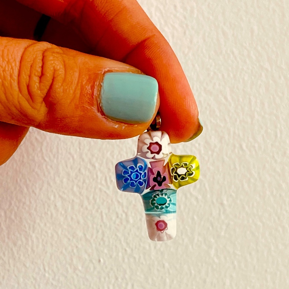 Murano Italian glass cross pendant